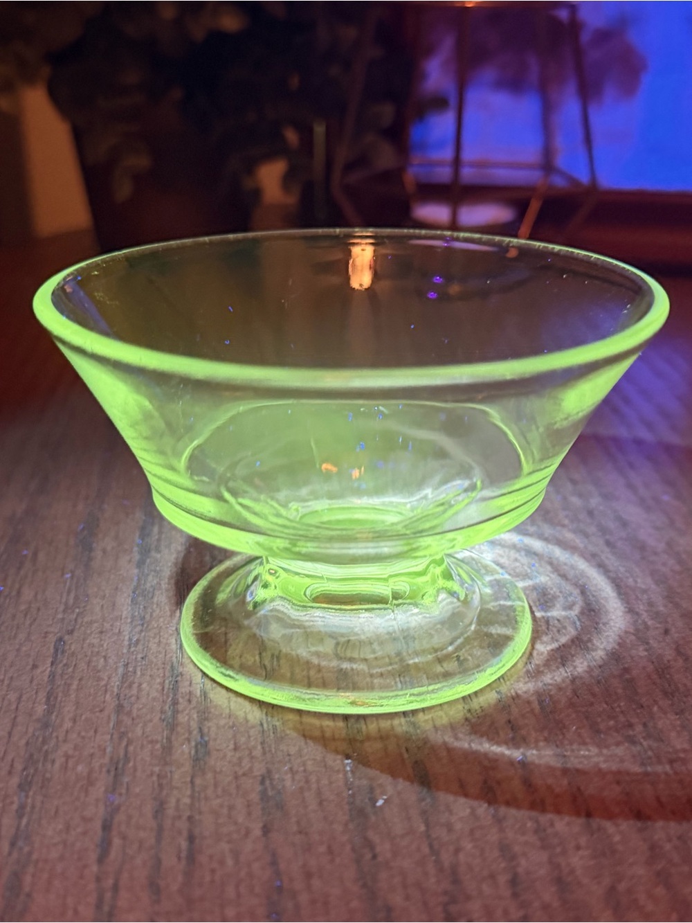 Vintage Depression Manganese Glass Dessert/Jewelry Dish- Pedestal Serving Dish